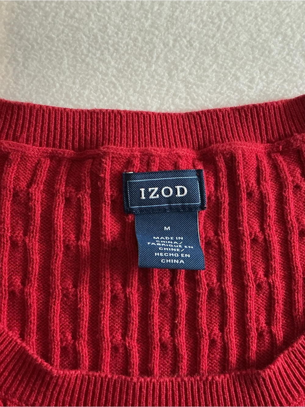 Red Cable-Knit 100% cotton Peplum minimalist Sweater - Picture 5 of 9